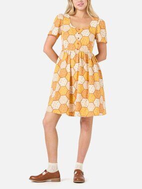 Retro Patchwork Sleeved Mini Dress